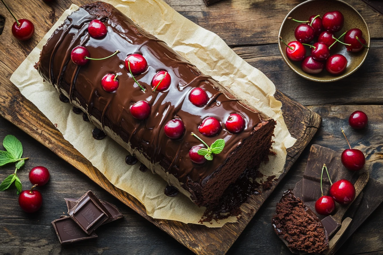 Luxurious Cherry Chocolate Roll Cake