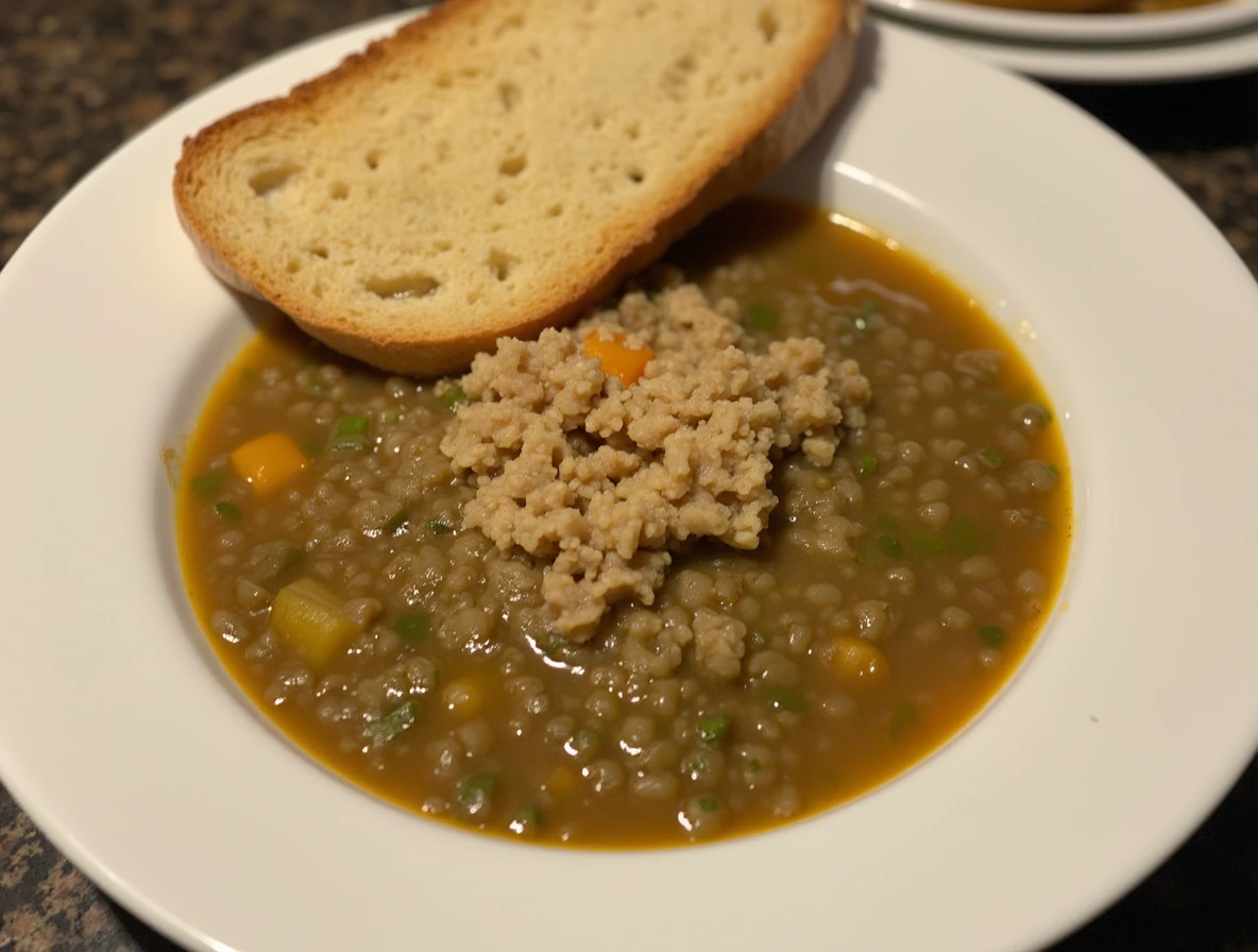 Lentil Soup with Crusty Bread is a perfect meal.