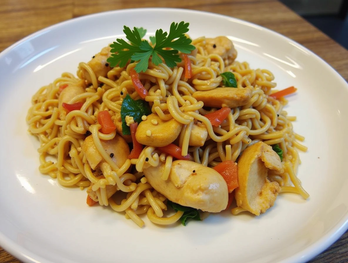 Thai Chicken & Peanut Noodle Stir-Fry is delicious!
