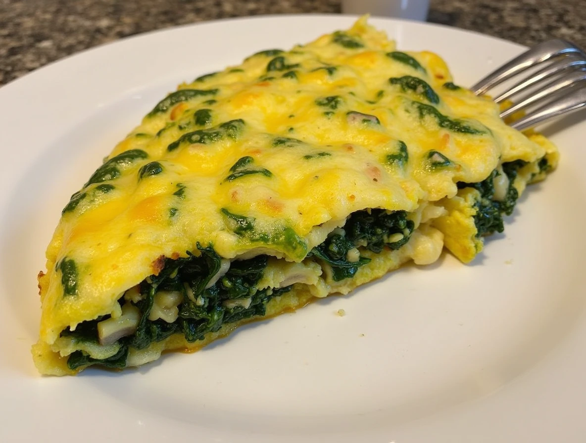 Cheesy Spinach and Mushroom Omelette for a Healthy Breakfast
