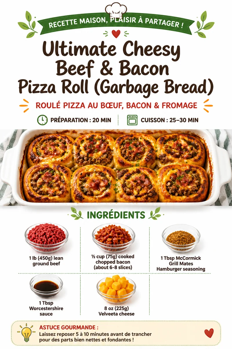 Ultimate Cheesy Beef & Bacon Pizza Roll (Garbage Bread) Ultimate Cheesy Beef & Bacon Pizza Roll (Garbage Bread)