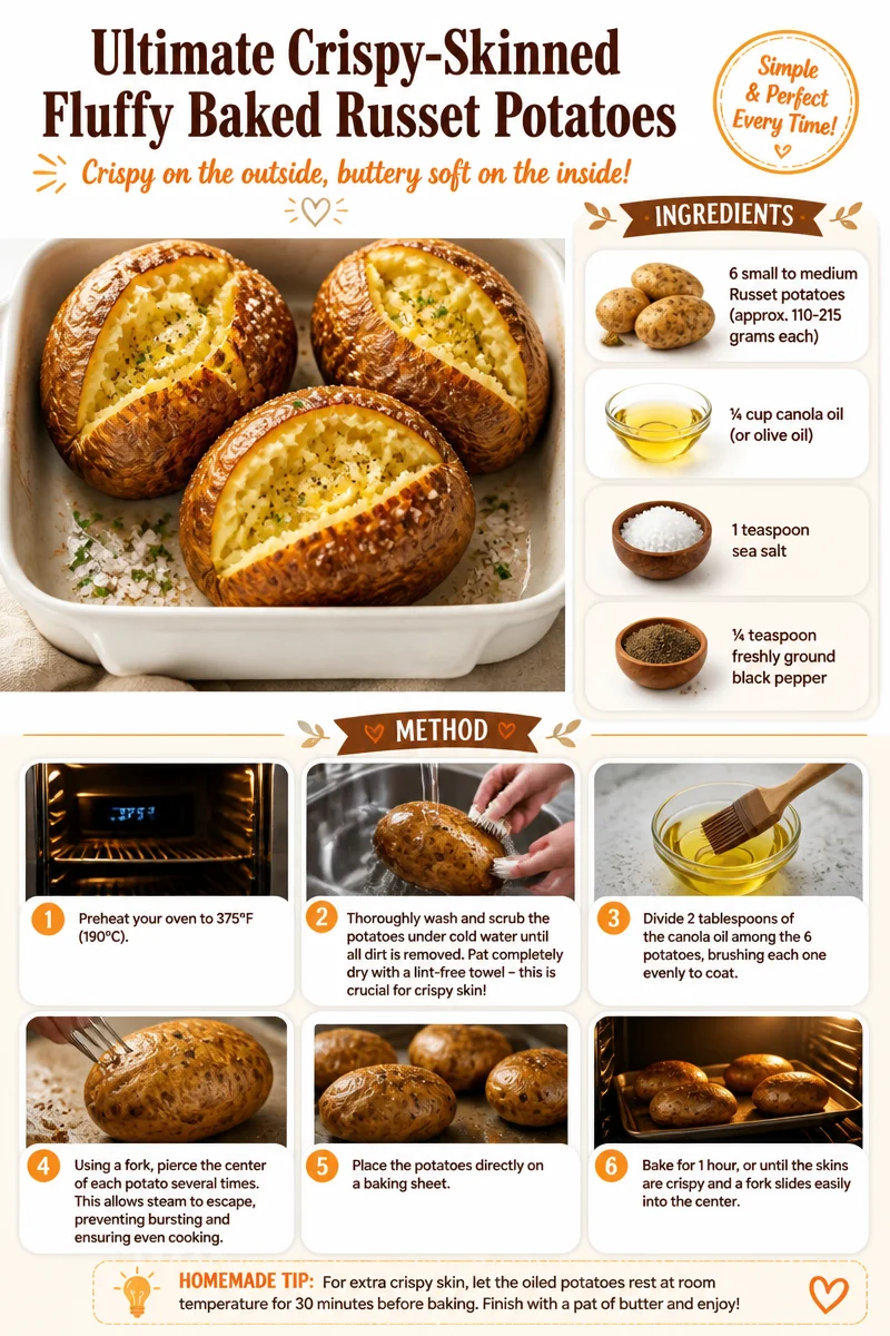 Ultimate Crispy-Skinned Fluffy Baked Russet Potatoes